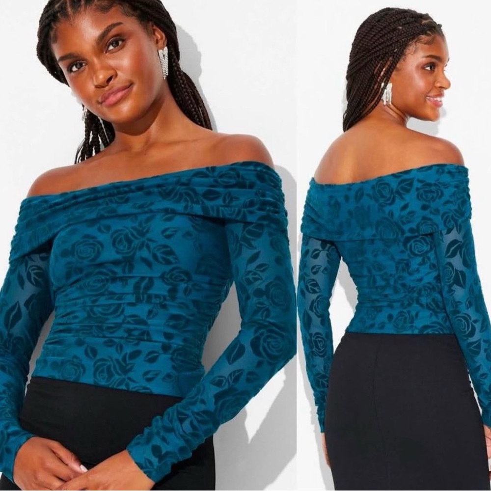 🗺️ Wild Fable Size Medium Floral Off-Shoulder Top Greenish textured fully Lined